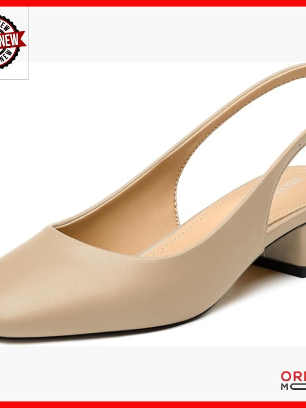 Women's Chunky Heel Slingback Pumps Square Toe Dress Shoes 1.5 Inch
